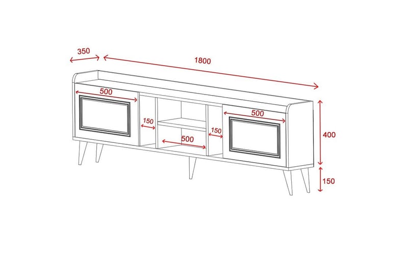 ALYASMIN Tv-möbelset 180x27 cm Vit/Guld - Tv-möbelset