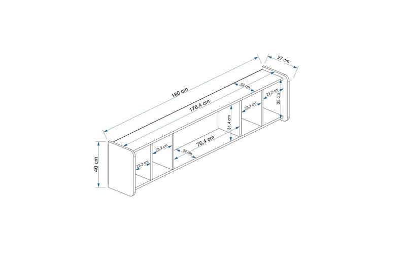 ALYASMIN Tv-möbelset 180x27 cm Vit/Guld - Tv-möbelset