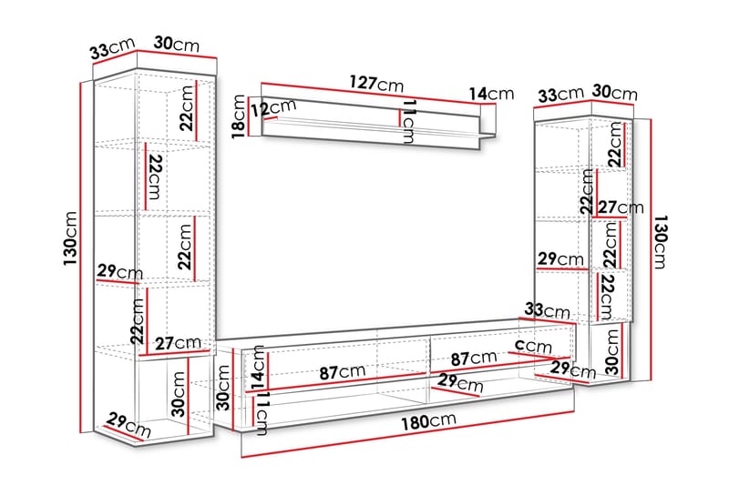 Amadeo Tv-möbelset - Brun - Möbler - Vardagsrum - Tv-möbler & mediamöbler - Tv-möbelset