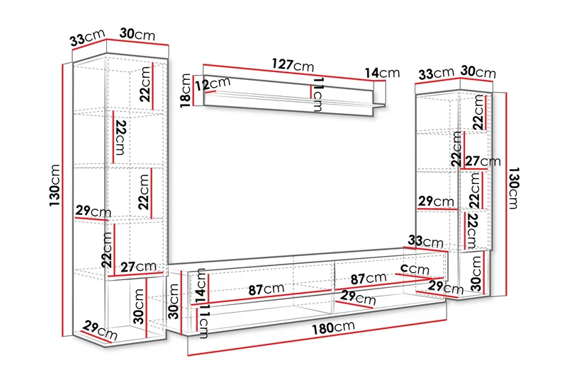 Amadeo Tv-möbelset - Brun/Svart - Möbler - Vardagsrum - Tv-möbler & mediamöbler - Tv-möbelset