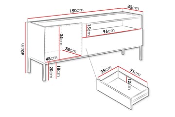 Amelus Golvstående Tv Bänk 150 cm med Förvaring i Mörkt Trä - Brun - Möbler - Vardagsrum - Tv-möbler & mediamöbler - Tv-bänkar