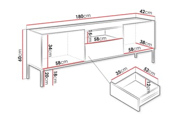 Amelus Golvstående Tv-bänk 180 cm med Förvaring i Målat Trä - Beige - Möbler - Vardagsrum - Tv-möbler & mediamöbler - Tv-bänkar