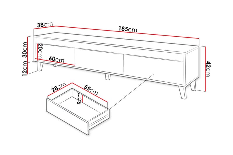 Amshyttan Tv-bänk 185 cm - Brun - Möbler - Vardagsrum - Tv-möbler & mediamöbler - Tv-bänkar