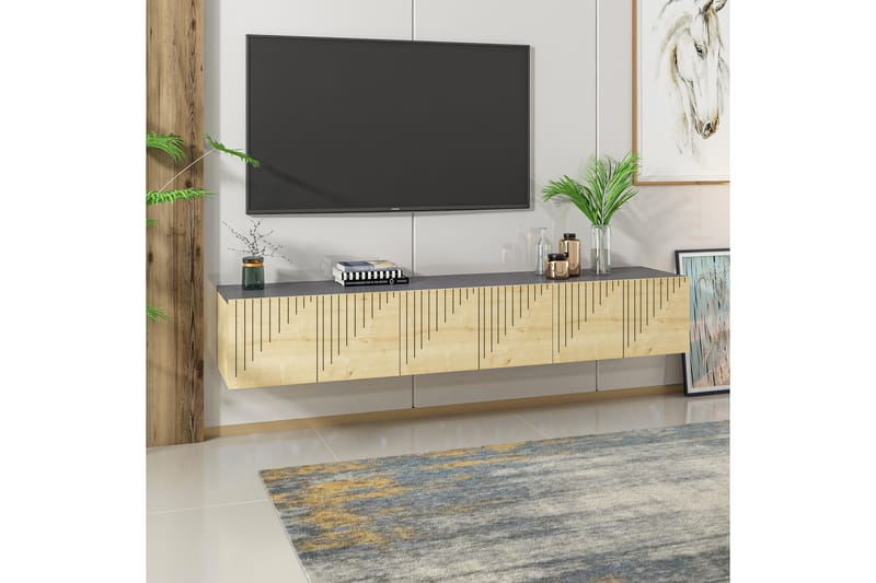 ARTEMIS Tv-bänk 180x37 cm Brun/Svart - Möbler - Vardagsrum - Tv-möbler & mediamöbler - Tv-bänkar