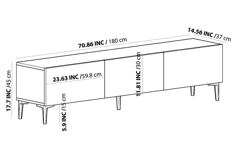ARTEMIS Tv-bänk 180x37 cm Vit/Svart - Möbler - Vardagsrum - Tv-möbler & mediamöbler - Tv-bänkar
