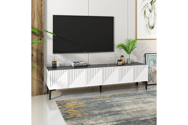 ARTEMIS Tv-bänk 180x37 cm Vit/Svart - Möbler - Vardagsrum - Tv-möbler & mediamöbler - Tv-bänkar