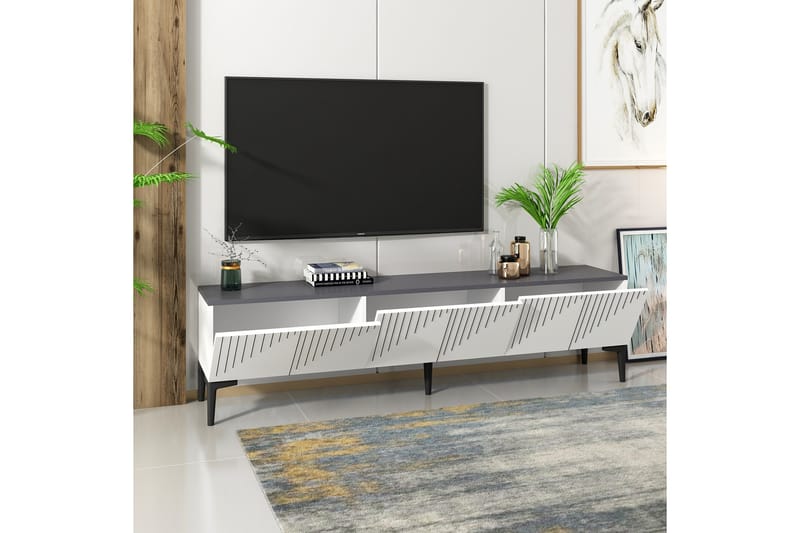 ARTEMIS Tv-bänk 180x37 cm Vit/Svart - Möbler - Vardagsrum - Tv-möbler & mediamöbler - Tv-bänkar
