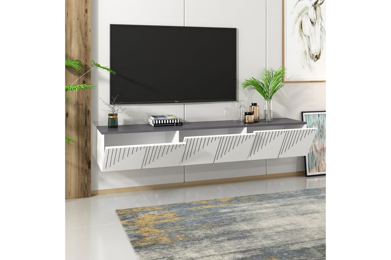 ARTEMIS Tv-bänk 180x37 cm Vit/Svart - Möbler - Vardagsrum - Tv-möbler & mediamöbler - Tv-bänkar