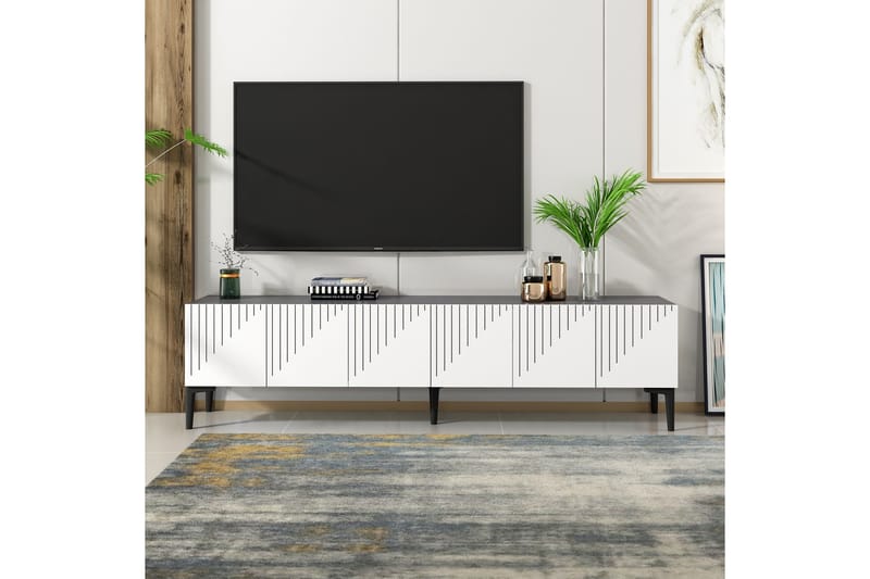 ARTEMIS Tv-bänk 180x37 cm Vit/Svart - Möbler - Vardagsrum - Tv-möbler & mediamöbler - Tv-bänkar
