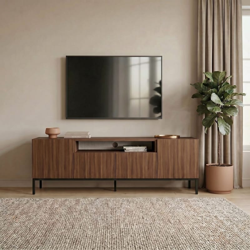 Arvold TV-bänk 160x50x35 cm - Milano Walnut och svart - Möbler - Vardagsrum - Tv-möbler & mediamöbler - Tv-bänkar