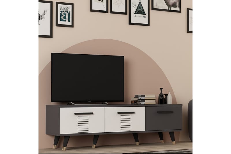 ASIMO Tv-bänk 150x35 cm Svart/Vit - Möbler - Vardagsrum - Tv-möbler & mediamöbler - Tv-bänkar
