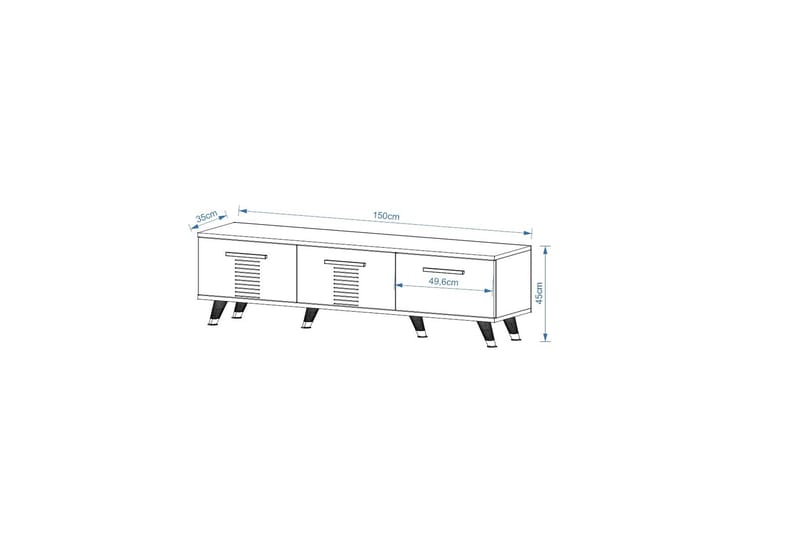 ASIMO Tv-bänk 150x35 cm Svart/Vit - Tv-bänkar