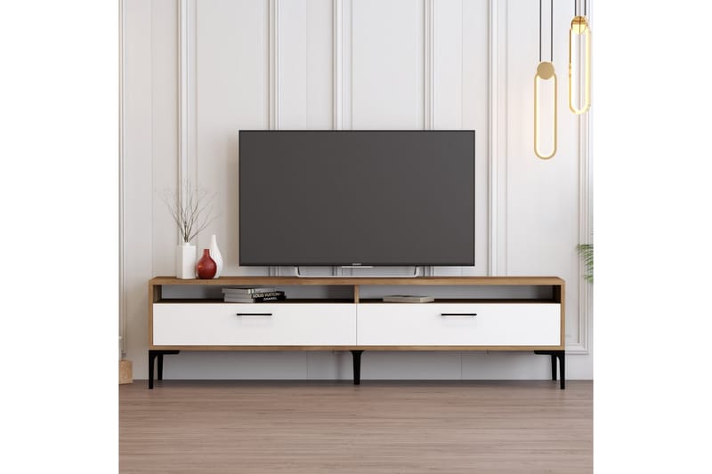 ASKEDAL Tv-bänk 180 cm Valnöt/Vit - Möbler - Vardagsrum - Tv-möbler & mediamöbler - Tv-bänkar