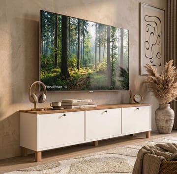 Avero TV-bänk 180x45,6x32 cm - Vitt och ek - Möbler - Vardagsrum - Tv-möbler & mediamöbler - Tv-bänkar