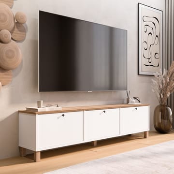 Avero TV-bänk 180x45,6x32 cm - Vitt och ek - Möbler - Vardagsrum - Tv-möbler & mediamöbler - Tv-bänkar