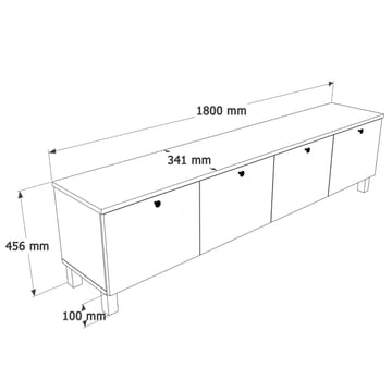 Avero TV-bänk 180x45,6x34,1 cm - Vit och ek - Möbler - Vardagsrum - Tv-möbler & mediamöbler - Tv-bänkar