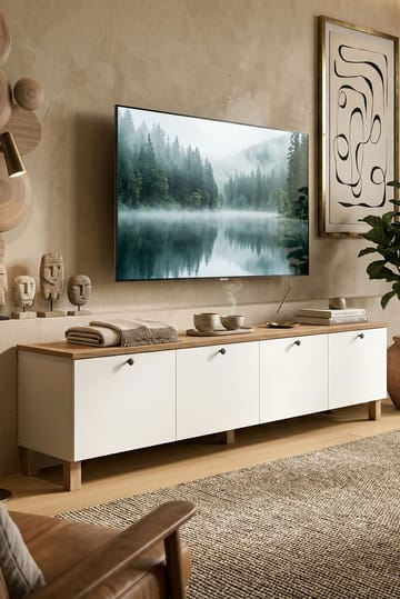Avero TV-bänk 180x45,6x34,1 cm - Vit och ek - Möbler - Vardagsrum - Tv-möbler & mediamöbler - Tv-bänkar