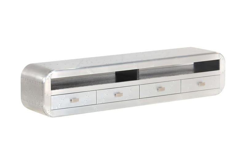 Aviator TV-bänk aluminium vintage flygplanstema 140x30x30 cm - Silver - Tv-bänkar