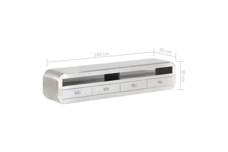 Aviator TV-bänk aluminium vintage flygplanstema 140x30x30 cm - Silver - Tv-bänkar