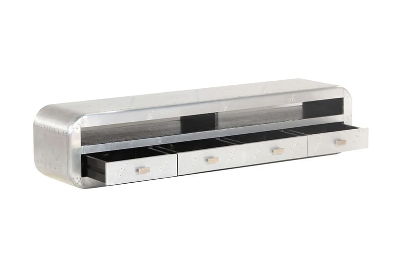Aviator TV-bänk aluminium vintage flygplanstema 140x30x30 cm - Silver - Tv-bänkar