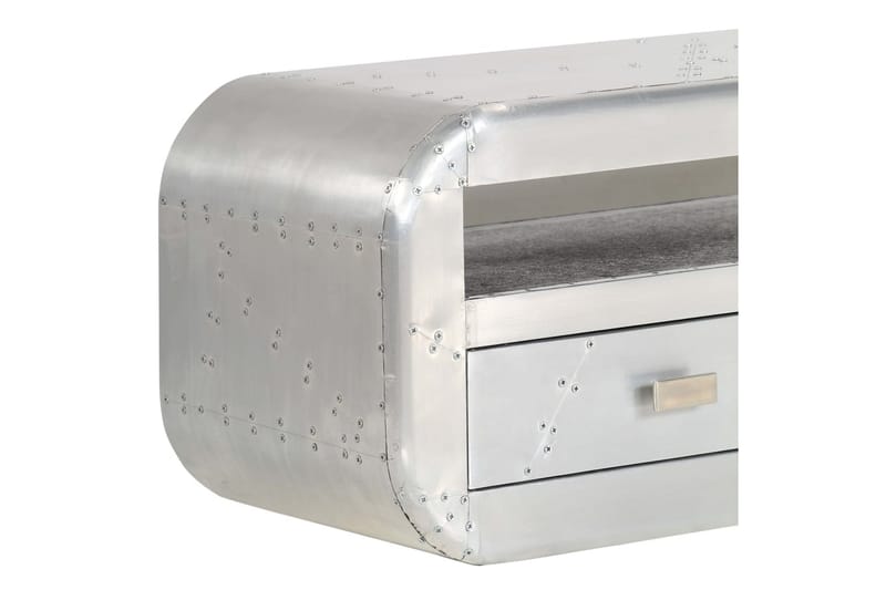 Aviator TV-bänk aluminium vintage flygplanstema 140x30x30 cm - Silver - Tv-bänkar
