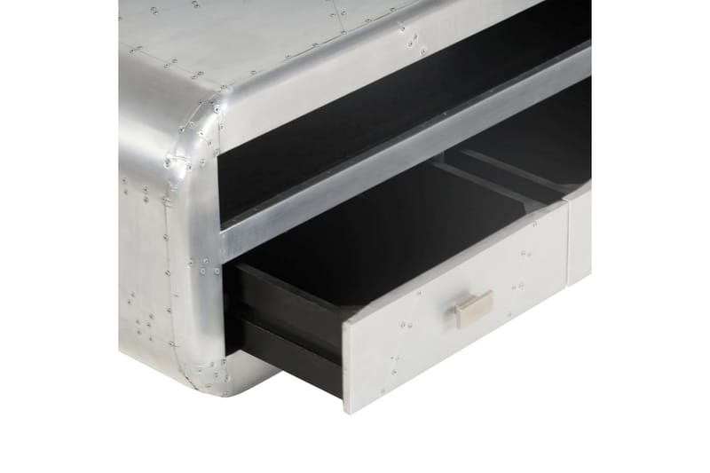Aviator TV-bänk aluminium vintage flygplanstema 140x30x30 cm - Silver - Tv-bänkar