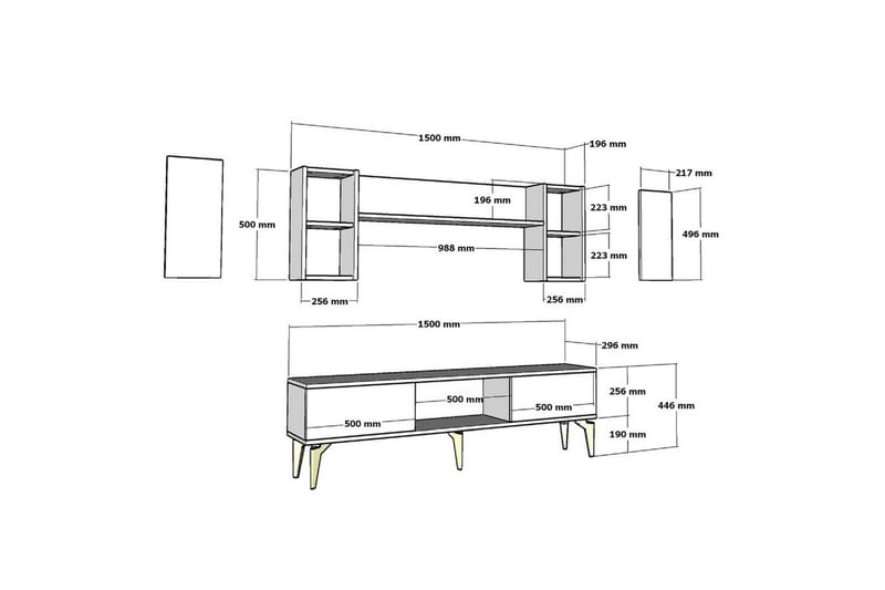 Barriet Tv-möbelset 150x29,6 cm - Antracit - Möbler - Vardagsrum - Tv-möbler & mediamöbler - Tv-möbelset