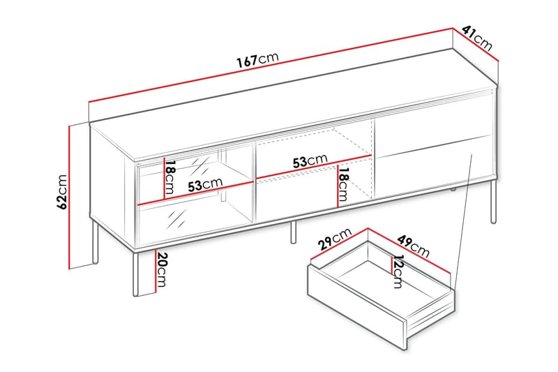 Basici Tv-bänk 167x41 cm - Brun - Möbler - Vardagsrum - Tv-möbler & mediamöbler - Tv-bänkar