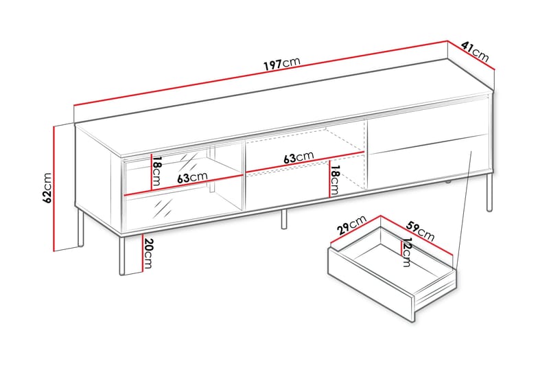Basici Tv-bänk 197x41 cm - Grå/Grön - Möbler - Vardagsrum - Tv-möbler & mediamöbler - Tv-bänkar