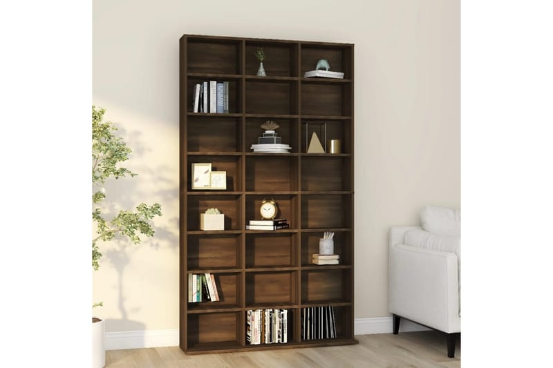 beBasic CD-hylla brun ek 102x23x177,5 cm konstruerat trä - Möbler - Vardagsrum - Tv-möbler & mediamöbler - CD hyllor & DVD hyllor