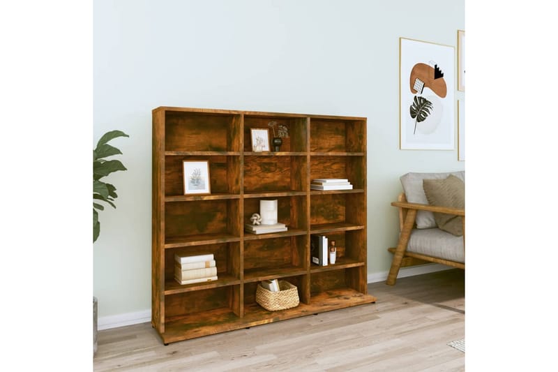 beBasic CD-hylla rökfärgad ek 102x23x89,5 cm konstruerat trä - Möbler - Vardagsrum - Tv-möbler & mediamöbler - CD hyllor & DVD hyllor