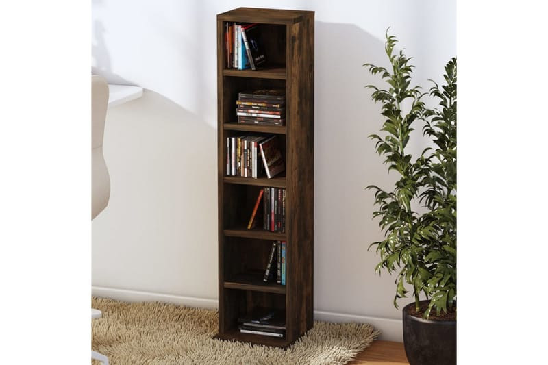 beBasic CD-hylla rökfärgad ek 21x20x88 cm konstruerat trä - Möbler - Vardagsrum - Tv-möbler & mediamöbler - CD hyllor & DVD hyllor