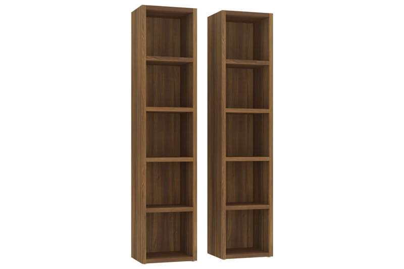 beBasic CD-hyllor 2 st brun ek 21x16x93,5 cm konstruerat trä - Möbler - Vardagsrum - Tv-möbler & mediamöbler - CD hyllor & DVD hyllor