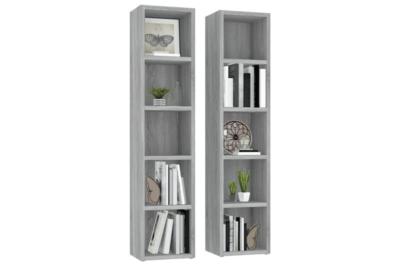 beBasic CD-hyllor 2 st grå sonoma 21x16x93,5 cm konstruerat trä - Möbler - Vardagsrum - Tv-möbler & mediamöbler - CD hyllor & DVD hyllor