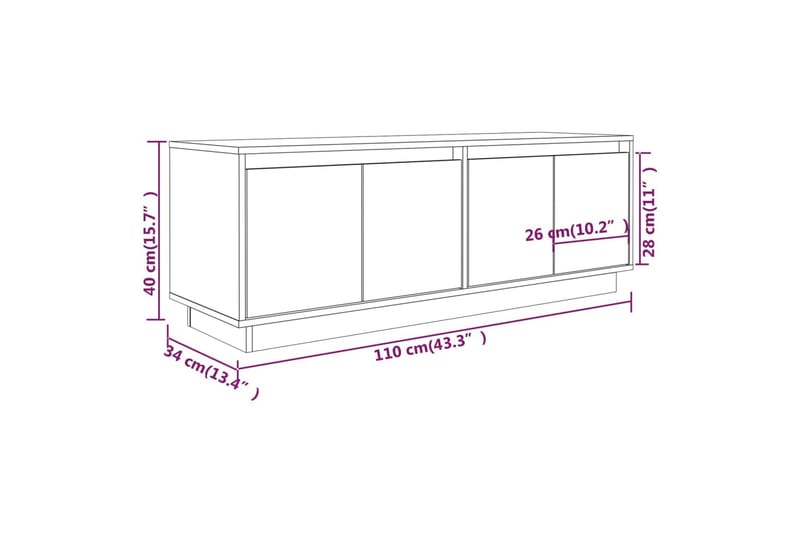 beBasic Tv-bänk 110x34x40 cm massiv furu - Tv-bänkar