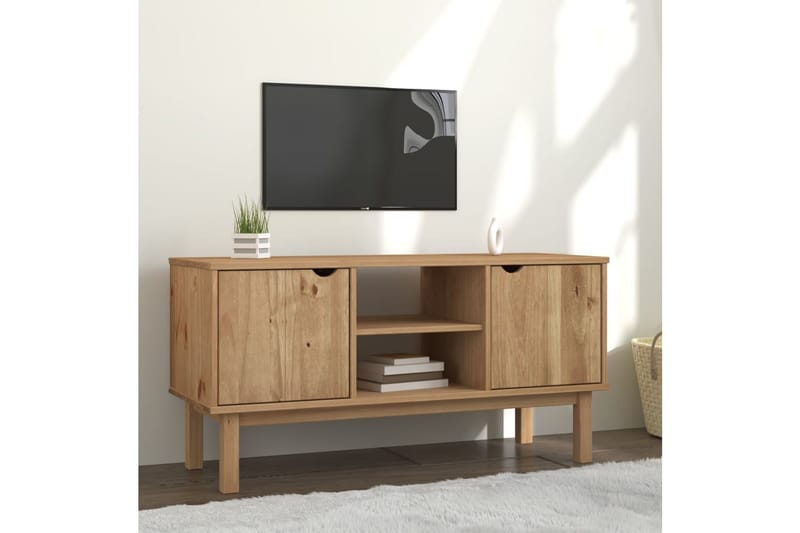 beBasic Tv-bänk 113,5x43x57 cm massiv furu - Möbler - Vardagsrum - Tv-möbler & mediamöbler - Tv-bänkar