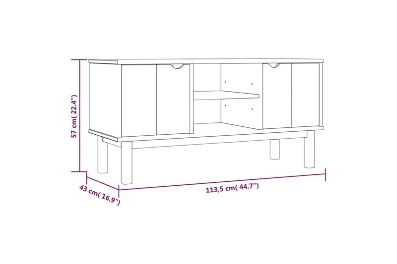 beBasic Tv-bänk 113,5x43x57 cm massiv furu - Tv-bänkar