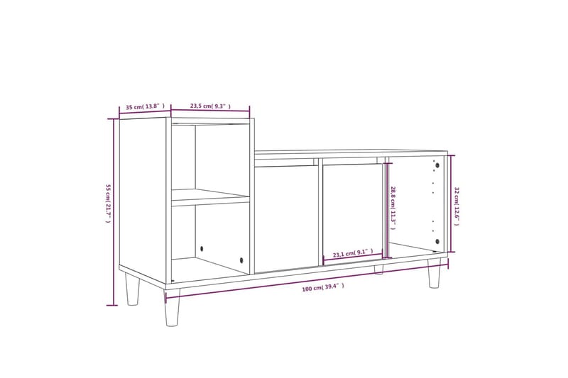 beBasic Tv-bänk betonggrå 100x35x55 cm konstruerat trä - Möbler - Vardagsrum - Tv-möbler & mediamöbler - Tv-bänkar
