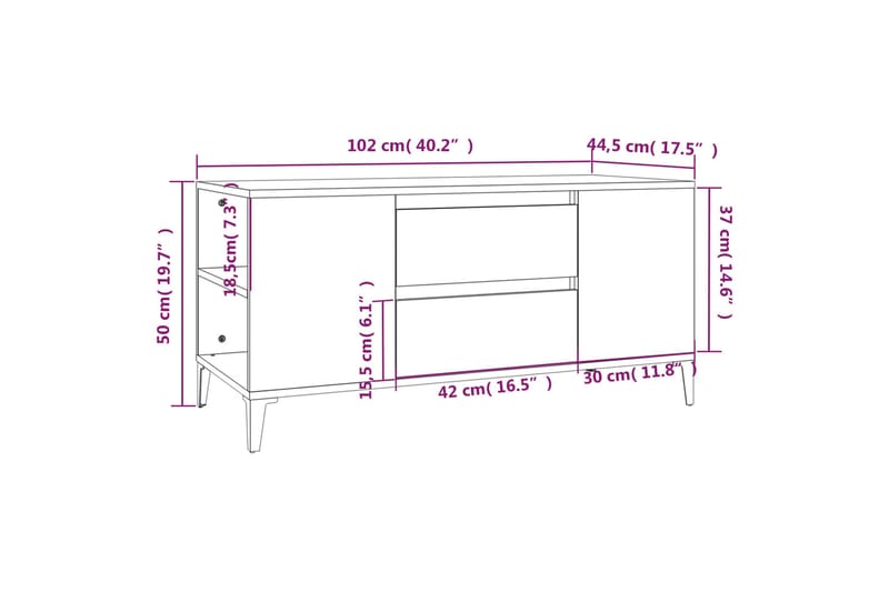 beBasic Tv-bänk betonggrå 102x44,5x50 cm konstruerat trä - Möbler - Vardagsrum - Tv-möbler & mediamöbler - Tv-bänkar