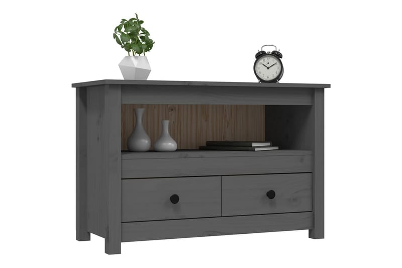 beBasic Tv-bänk grå 79x35x52 cm massiv furu - Möbler - Vardagsrum - Tv-möbler & mediamöbler - Tv-bänkar