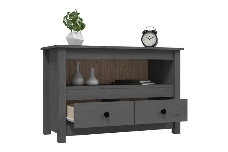 beBasic Tv-bänk grå 79x35x52 cm massiv furu - Möbler - Vardagsrum - Tv-möbler & mediamöbler - Tv-bänkar