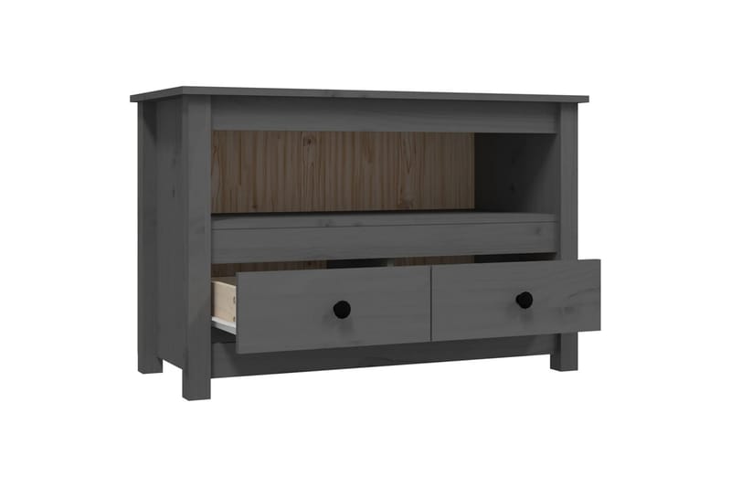 beBasic Tv-bänk grå 79x35x52 cm massiv furu - Möbler - Vardagsrum - Tv-möbler & mediamöbler - Tv-bänkar