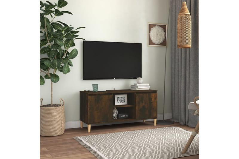 beBasic TV-bänk med massiva träben rökfärgad ek 103,5x35x50 cm - Möbler - Vardagsrum - Tv-möbler & mediamöbler - Tv-bänkar
