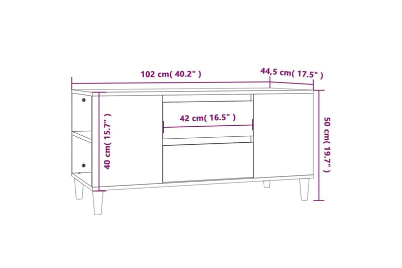 beBasic Tv-bänk rökfärgad ek 102x44,5x50 cm konstruerat trä - Möbler - Vardagsrum - Tv-möbler & mediamöbler - Tv-bänkar