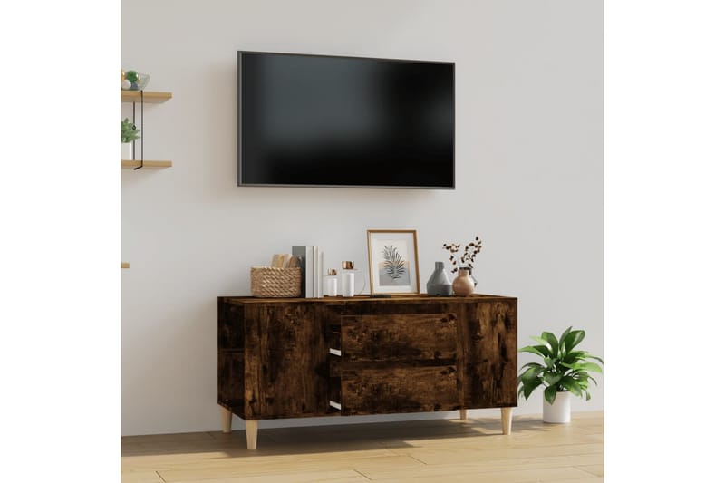 beBasic Tv-bänk rökfärgad ek 102x44,5x50 cm konstruerat trä - Tv-bänkar
