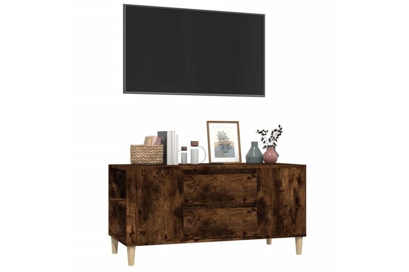 beBasic Tv-bänk rökfärgad ek 102x44,5x50 cm konstruerat trä - Tv-bänkar