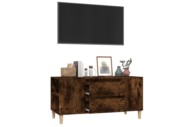 beBasic Tv-bänk rökfärgad ek 102x44,5x50 cm konstruerat trä - Möbler - Vardagsrum - Tv-möbler & mediamöbler - Tv-bänkar