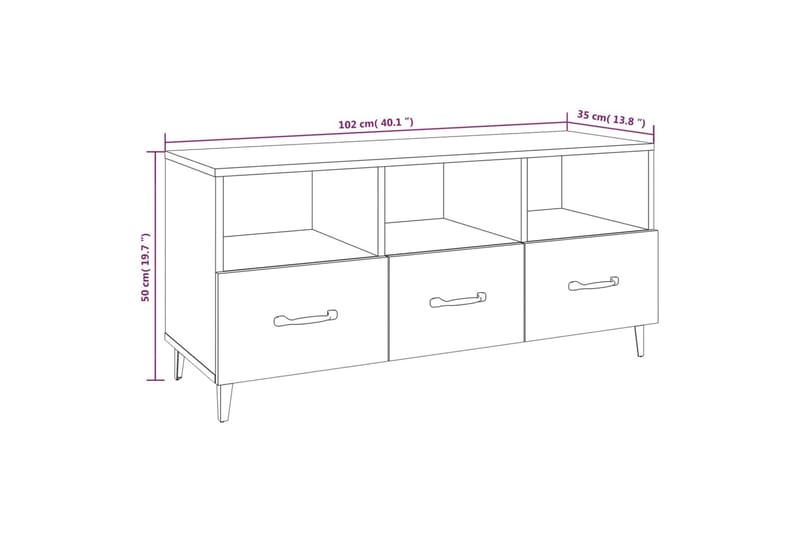 beBasic Tv-bänk sonoma-ek 102x35x50 cm konstruerat trä - Möbler - Vardagsrum - Tv-möbler & mediamöbler - Tv-bänkar