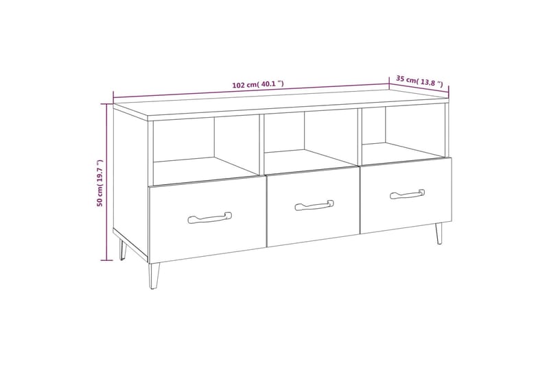 beBasic Tv-bänk sonoma-ek 102x35x50 cm konstruerat trä - Tv-bänkar