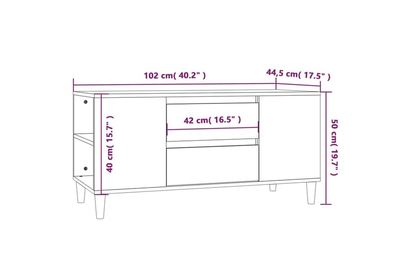 beBasic Tv-bänk sonoma-ek 102x44,5x50 cm konstruerat trä - Möbler - Vardagsrum - Tv-möbler & mediamöbler - Tv-bänkar
